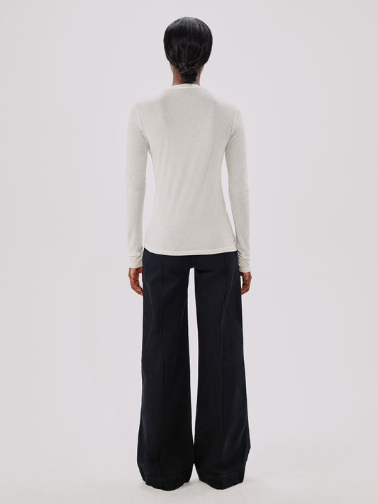 Another Tomorrow Long Ballet Scoop Tee in Vanilla – Jersey Women's Top