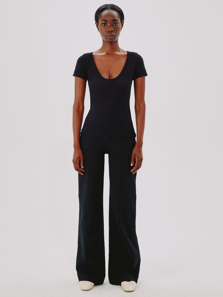 Another Tomorrow Ballet Scoop Tee in Black – Jersey Women's Top