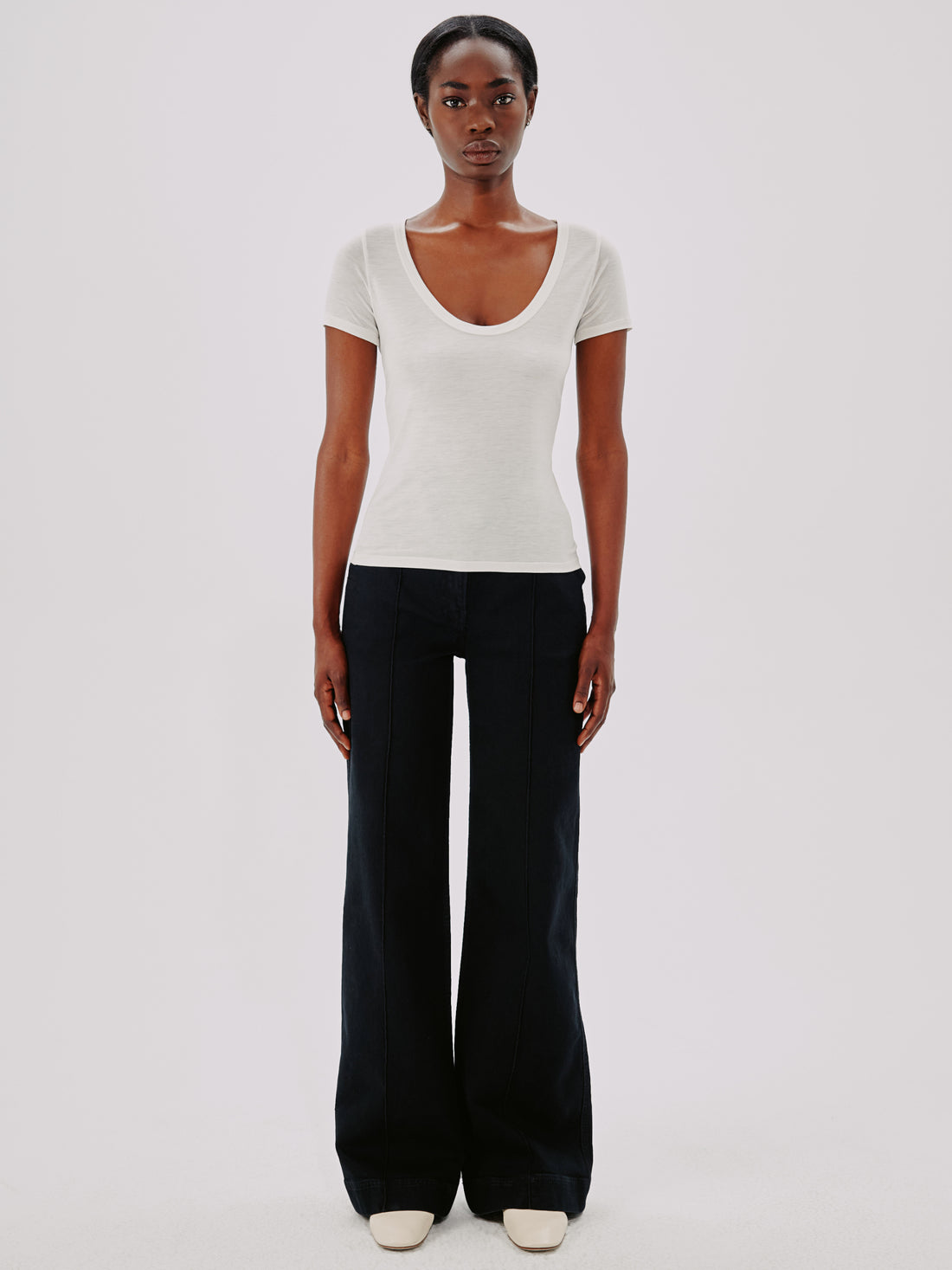 Another Tomorrow Ballet Scoop Tee in Vanilla – Jersey Women's Top