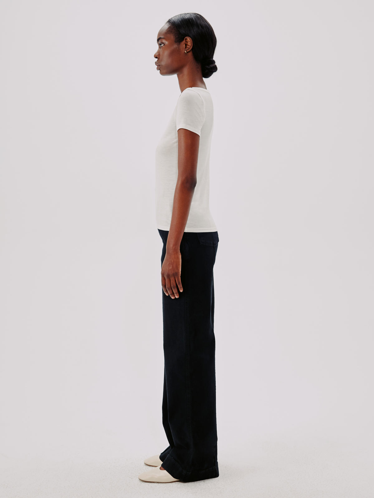 Another Tomorrow Ballet Scoop Tee in Vanilla – Jersey Women's Top