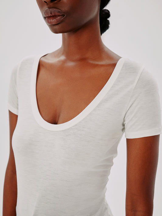 Another Tomorrow Ballet Scoop Tee in Vanilla – Jersey Women's Top