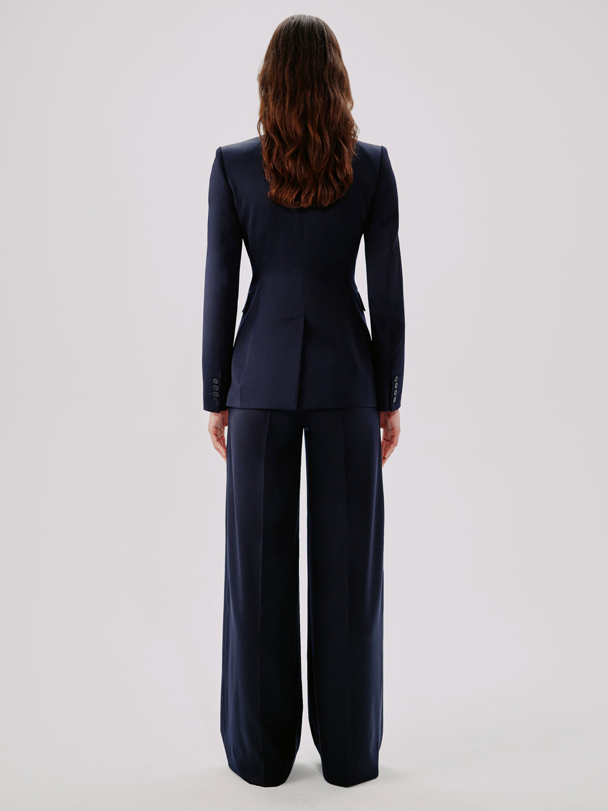 Another Tomorrow Seamed Waist Jacket in Navy – Wool Women's Jacket
