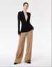 Another Tomorrow Shirred Long Sleeve Top in Black – Viscose Women's Top
