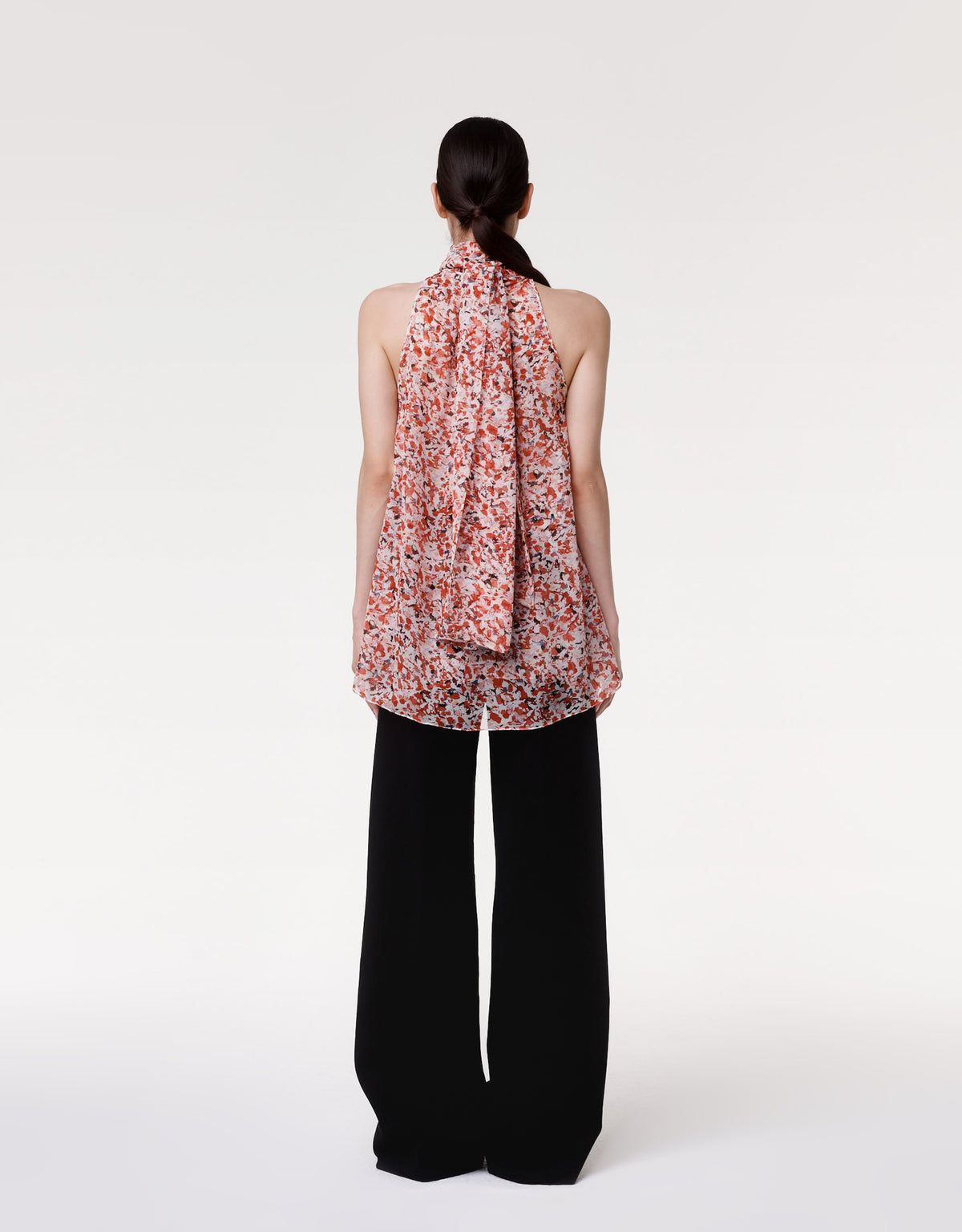 Another Tomorrow Silk Chiffon Scarf Blouse in Sedona Multi – Silk Women's Top