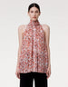 Another Tomorrow Silk Chiffon Scarf Blouse in Sedona Multi – Silk Women's Top