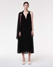 Silk Chiffon Scarf Dress | Black