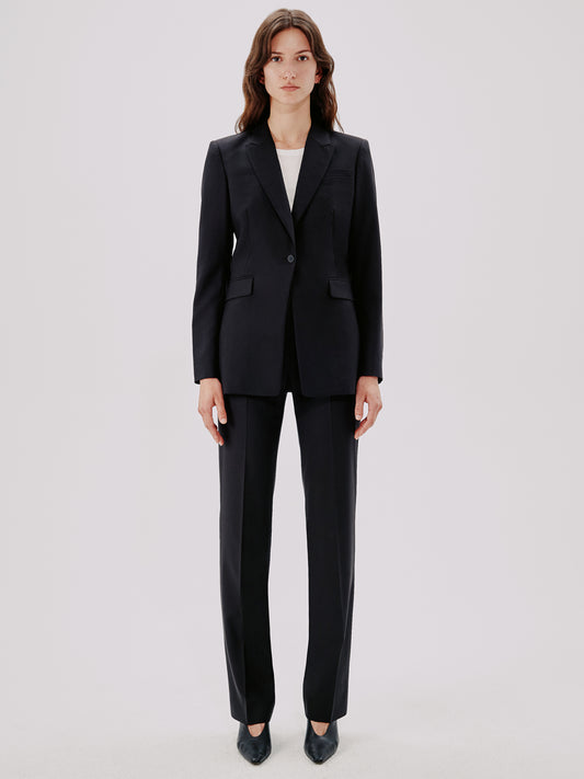 Another Tomorrow Single Button Jacket in Black – Wool Women's Jacket