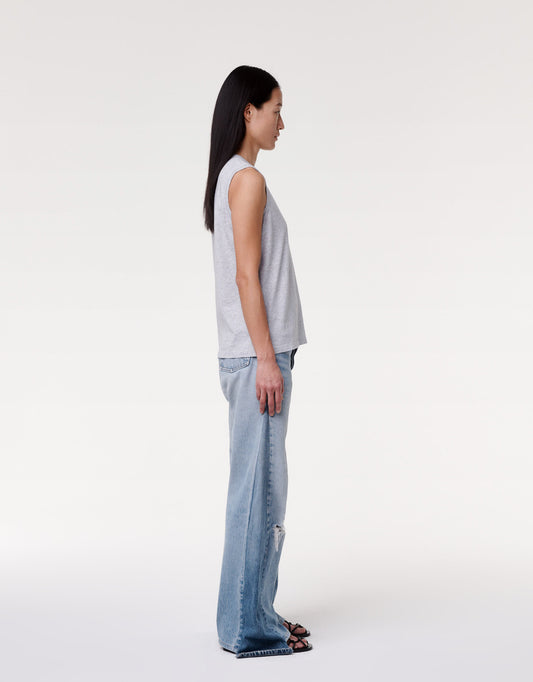 Another Tomorrow Sleeveless Tee in Heather Grey – Cotton Women's Top