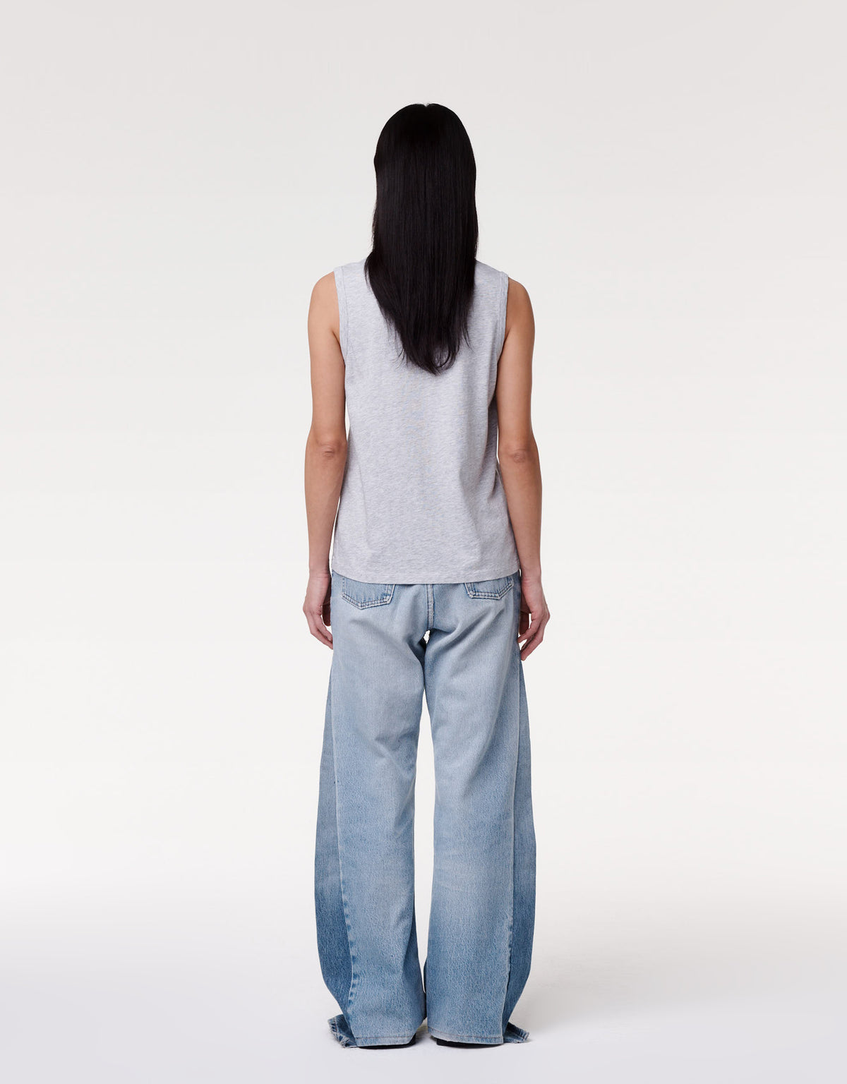 Another Tomorrow Sleeveless Tee in Heather Grey – Cotton Women's Top