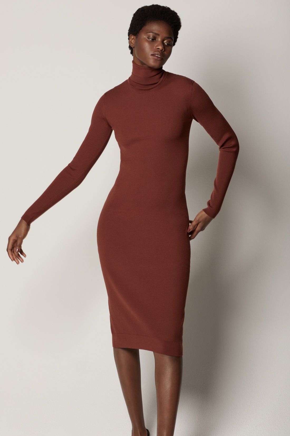 Turtleneck Sweater Dress | Rust Another Tomorrow Turtleneck Sweater Dress | Rust Another Tomorrow