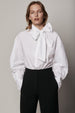 Another Tomorrow Exaggerated Bow Blouse in White – Cotton Women's Top