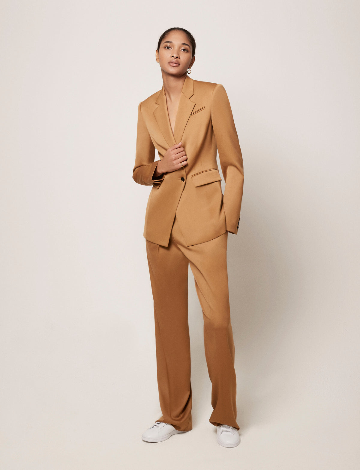 Another Tomorrow Seamed Waist Jacket in Vicuna – Wool Women's Jacket