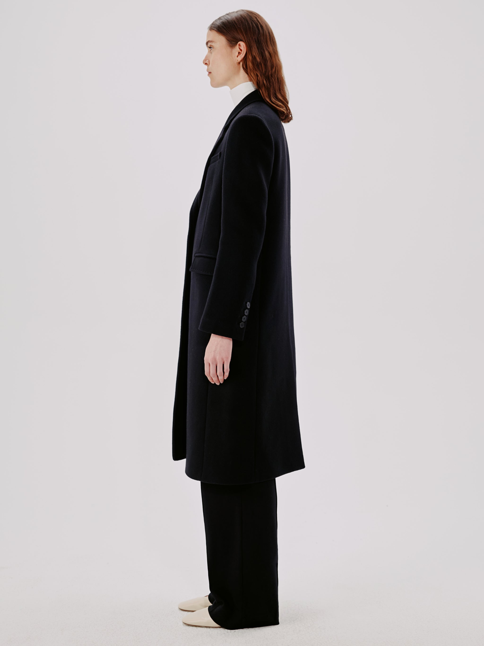 Tailored black wool clearance coat